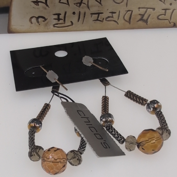 Chico's Gold and Silver Beaded Earrings - Picture 4 of 7